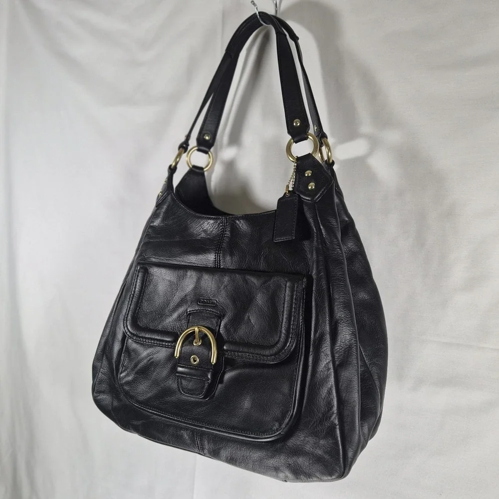 Y2k Coach Campbell F24686 Black Leather Hobo Shoulder Bag Purse 